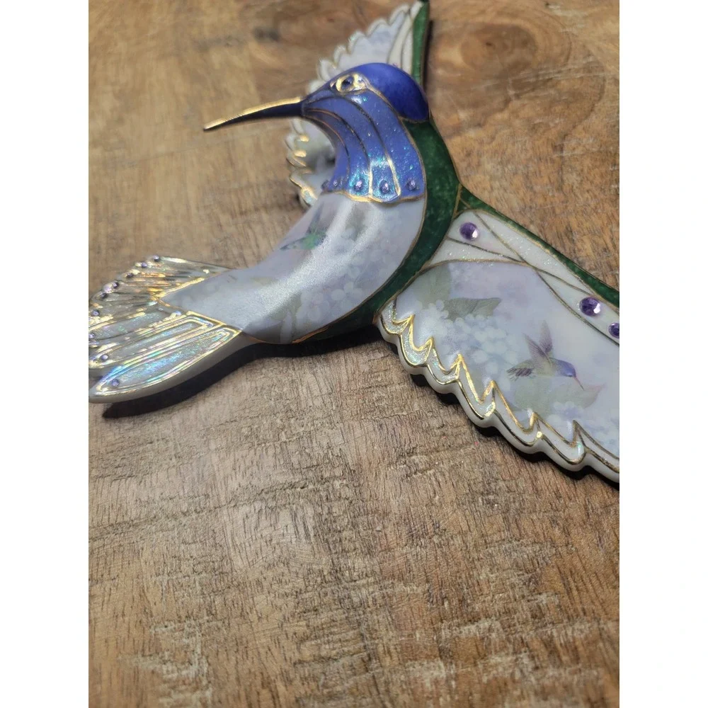 Lena‎ Liu Sapphire Splendor Hummingbird Wall Plaque-Jewels Of The Garden 2354